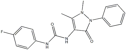 N-(1,5-dimethyl-3-oxo-2-phenyl-2,3-dihydro-1H-pyrazol-4-yl)-N'-(4-fluorophenyl)urea Struktur