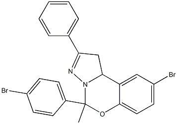 9-bromo-5-(4-bromophenyl)-5-methyl-2-phenyl-1,10b-dihydropyrazolo[1,5-c][1,3]benzoxazine Struktur