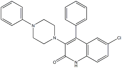 6-chloro-4-phenyl-3-(4-phenyl-1-piperazinyl)-2(1H)-quinolinone Struktur