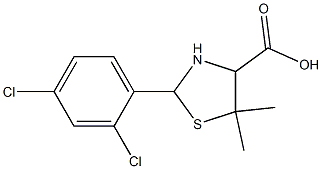 2-(2,4-dichlorophenyl)-5,5-dimethyl-1,3-thiazolidine-4-carboxylic acid Struktur