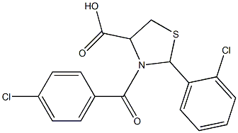 3-(4-chlorobenzoyl)-2-(2-chlorophenyl)-1,3-thiazolidine-4-carboxylic acid Struktur