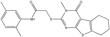 N-(2,5-dimethylphenyl)-2-[(3-methyl-4-oxo-3,4,5,6,7,8-hexahydro[1]benzothieno[2,3-d]pyrimidin-2-yl)sulfanyl]acetamide Struktur