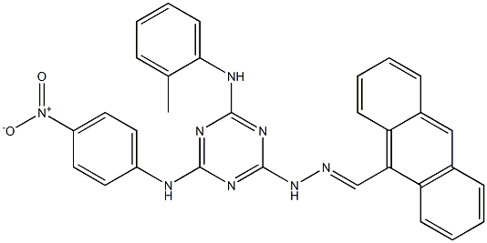 9-anthracenecarbaldehyde [4-{4-nitroanilino}-6-(2-toluidino)-1,3,5-triazin-2-yl]hydrazone Struktur