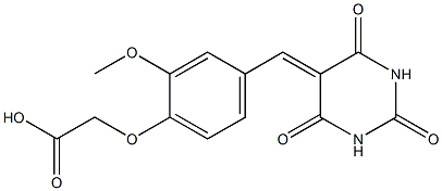 {2-methoxy-4-[(2,4,6-trioxotetrahydro-5(2H)-pyrimidinylidene)methyl]phenoxy}acetic acid Struktur