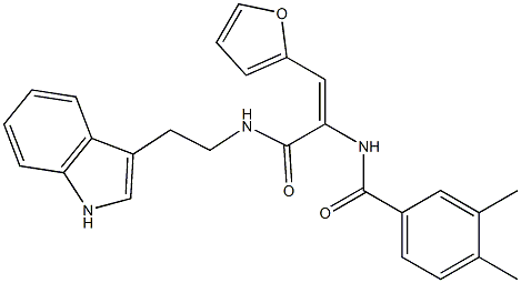 N-[2-(2-furyl)-1-({[2-(1H-indol-3-yl)ethyl]amino}carbonyl)vinyl]-3,4-dimethylbenzamide Struktur