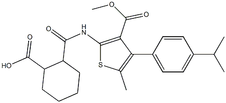 2-({[4-(4-isopropylphenyl)-3-(methoxycarbonyl)-5-methylthien-2-yl]amino}carbonyl)cyclohexanecarboxylic acid Struktur