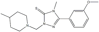 5-(3-methoxyphenyl)-4-methyl-2-[(4-methyl-1-piperidinyl)methyl]-2,4-dihydro-3H-1,2,4-triazole-3-thione Struktur