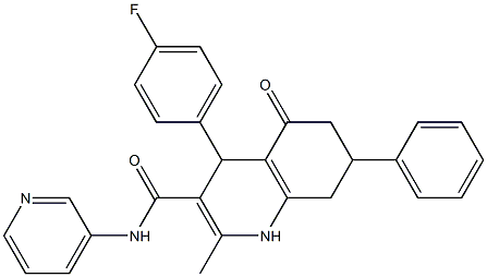 4-(4-fluorophenyl)-2-methyl-5-oxo-7-phenyl-N-(3-pyridinyl)-1,4,5,6,7,8-hexahydro-3-quinolinecarboxamide Struktur