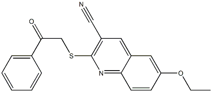 6-ethoxy-2-[(2-oxo-2-phenylethyl)sulfanyl]-3-quinolinecarbonitrile Struktur