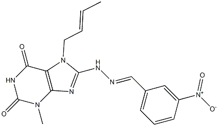 3-nitrobenzaldehyde [7-(2-butenyl)-3-methyl-2,6-dioxo-2,3,6,7-tetrahydro-1H-purin-8-yl]hydrazone Struktur