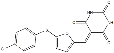 5-({5-[(4-chlorophenyl)sulfanyl]-2-furyl}methylene)-2,4,6(1H,3H,5H)-pyrimidinetrione Struktur