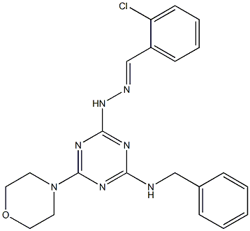 2-chlorobenzaldehyde [4-(benzylamino)-6-(4-morpholinyl)-1,3,5-triazin-2-yl]hydrazone Struktur