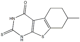 7-methyl-2-thioxo-2,3,5,6,7,8-hexahydro[1]benzothieno[2,3-d]pyrimidin-4(1H)-one Struktur