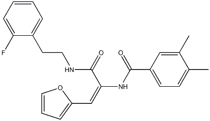 N-[1-({[2-(2-fluorophenyl)ethyl]amino}carbonyl)-2-(2-furyl)vinyl]-3,4-dimethylbenzamide Struktur