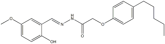 N'-(2-hydroxy-5-methoxybenzylidene)-2-(4-pentylphenoxy)acetohydrazide Struktur