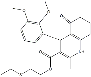 2-(ethylsulfanyl)ethyl 4-(2,3-dimethoxyphenyl)-2-methyl-5-oxo-1,4,5,6,7,8-hexahydro-3-quinolinecarboxylate Struktur