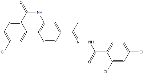 4-chloro-N-{3-[N-(2,4-dichlorobenzoyl)ethanehydrazonoyl]phenyl}benzamide Struktur