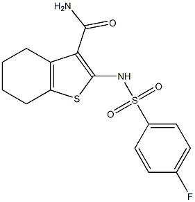 2-{[(4-fluorophenyl)sulfonyl]amino}-4,5,6,7-tetrahydro-1-benzothiophene-3-carboxamide Struktur