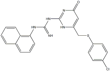 N-(6-{[(4-chlorophenyl)thio]methyl}-4-oxo-1,4-dihydro-2-pyrimidinyl)-N'-(1-naphthyl)guanidine Struktur