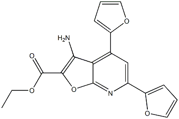 ethyl 3-amino-4,6-di(2-furyl)furo[2,3-b]pyridine-2-carboxylate Struktur