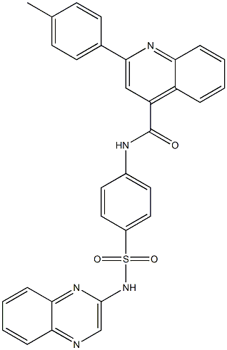 2-(4-methylphenyl)-N-{4-[(2-quinoxalinylamino)sulfonyl]phenyl}-4-quinolinecarboxamide Struktur