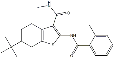 6-tert-butyl-N-methyl-2-[(2-methylbenzoyl)amino]-4,5,6,7-tetrahydro-1-benzothiophene-3-carboxamide Struktur