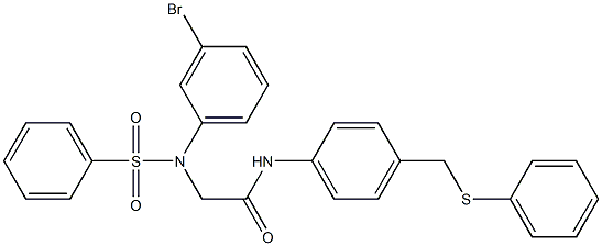 2-[3-bromo(phenylsulfonyl)anilino]-N-{4-[(phenylsulfanyl)methyl]phenyl}acetamide Struktur