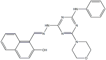 2-hydroxy-1-naphthaldehyde [4-anilino-6-(4-morpholinyl)-1,3,5-triazin-2-yl]hydrazone Struktur