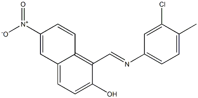 1-{[(3-chloro-4-methylphenyl)imino]methyl}-6-nitro-2-naphthol Struktur