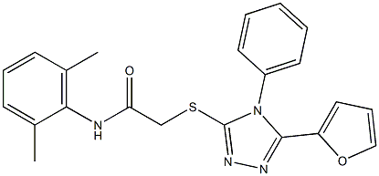 N-(2,6-dimethylphenyl)-2-{[5-(2-furyl)-4-phenyl-4H-1,2,4-triazol-3-yl]sulfanyl}acetamide Struktur