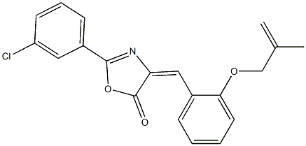 2-(3-chlorophenyl)-4-{2-[(2-methyl-2-propenyl)oxy]benzylidene}-1,3-oxazol-5(4H)-one Struktur