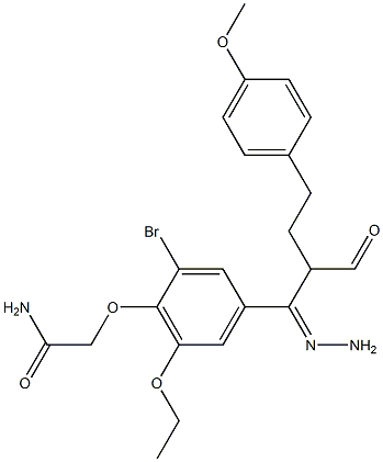 2-(2-bromo-6-ethoxy-4-{2-[4-(4-methoxyphenyl)butanoyl]carbohydrazonoyl}phenoxy)acetamide Struktur