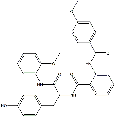 N-[1-(4-hydroxybenzyl)-2-(2-methoxyanilino)-2-oxoethyl]-2-[(4-methoxybenzoyl)amino]benzamide Struktur