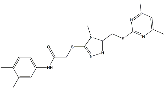 N-(3,4-dimethylphenyl)-2-[(5-{[(4,6-dimethylpyrimidin-2-yl)sulfanyl]methyl}-4-methyl-4H-1,2,4-triazol-3-yl)sulfanyl]acetamide Struktur