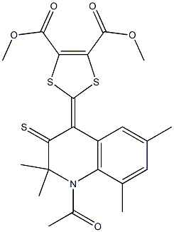 dimethyl 2-(1-acetyl-2,2,6,8-tetramethyl-3-thioxo-2,3-dihydro-4(1H)-quinolinylidene)-1,3-dithiole-4,5-dicarboxylate Struktur