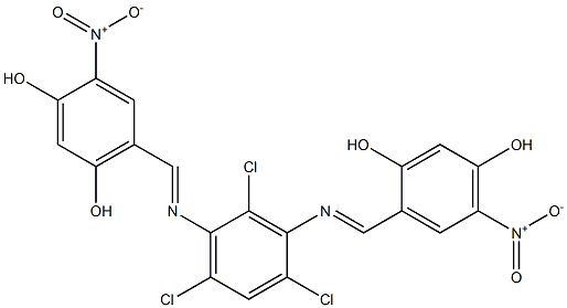 4-nitro-6-({[2,4,6-trichloro-3-({2,4-dihydroxy-5-nitrobenzylidene}amino)phenyl]imino}methyl)-1,3-benzenediol Struktur