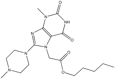 pentyl [3-methyl-8-(4-methylpiperazin-1-yl)-2,6-dioxo-1,2,3,6-tetrahydro-7H-purin-7-yl]acetate Struktur