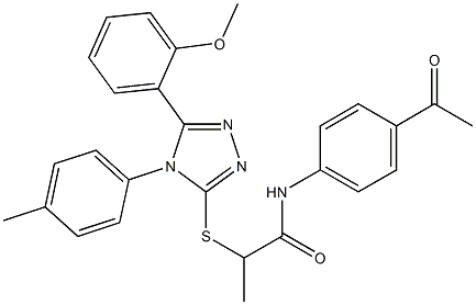 N-(4-acetylphenyl)-2-{[5-(2-methoxyphenyl)-4-(4-methylphenyl)-4H-1,2,4-triazol-3-yl]sulfanyl}propanamide Struktur