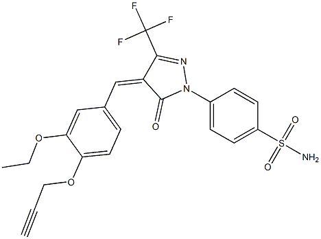 4-[4-[3-ethoxy-4-(2-propynyloxy)benzylidene]-5-oxo-3-(trifluoromethyl)-4,5-dihydro-1H-pyrazol-1-yl]benzenesulfonamide Struktur