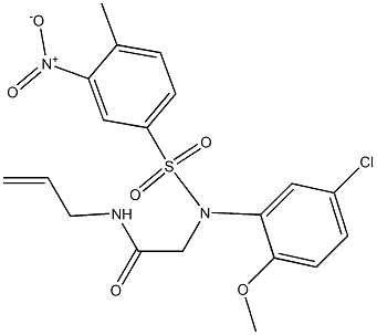 2-[[5-chloro-2-(methyloxy)phenyl]({3-nitro-4-methylphenyl}sulfonyl)amino]-N-prop-2-enylacetamide Struktur