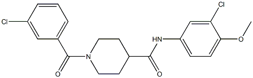 1-(3-chlorobenzoyl)-N-(3-chloro-4-methoxyphenyl)piperidine-4-carboxamide Struktur