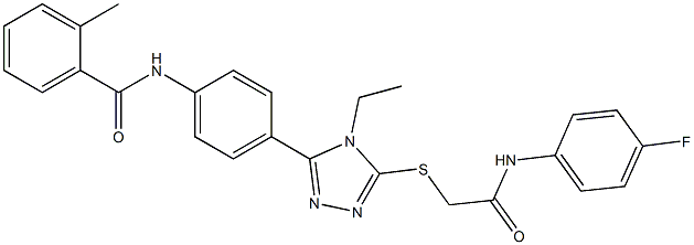 N-[4-(4-ethyl-5-{[2-(4-fluoroanilino)-2-oxoethyl]sulfanyl}-4H-1,2,4-triazol-3-yl)phenyl]-2-methylbenzamide Struktur