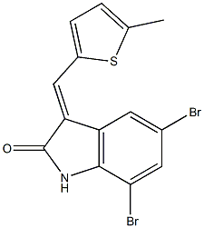 5,7-dibromo-3-[(5-methyl-2-thienyl)methylene]-1,3-dihydro-2H-indol-2-one Struktur