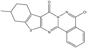 5-chloro-11-methyl-9,10,11,12-tetrahydro-8H-[1]benzothieno[2',3':4,5]pyrimido[2,1-a]phthalazin-8-one Struktur