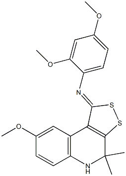 N-(2,4-dimethoxyphenyl)-N-(8-methoxy-4,4-dimethyl-4,5-dihydro-1H-[1,2]dithiolo[3,4-c]quinolin-1-ylidene)amine Struktur