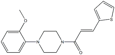 methyl 2-{4-[3-(2-thienyl)acryloyl]-1-piperazinyl}phenyl ether Struktur