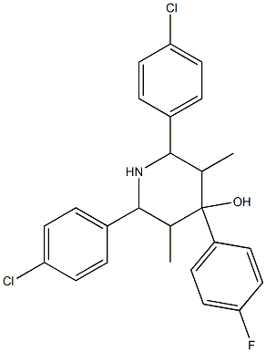 2,6-bis(4-chlorophenyl)-4-(4-fluorophenyl)-3,5-dimethyl-4-piperidinol Struktur