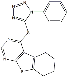 4-[(1-phenyl-1H-tetraazol-5-yl)sulfanyl]-5,6,7,8-tetrahydro[1]benzothieno[2,3-d]pyrimidine Struktur