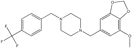 1-[(7-methoxy-1,3-benzodioxol-5-yl)methyl]-4-[4-(trifluoromethyl)benzyl]piperazine Struktur