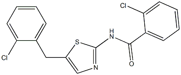 2-chloro-N-[5-(2-chlorobenzyl)-1,3-thiazol-2-yl]benzamide Struktur